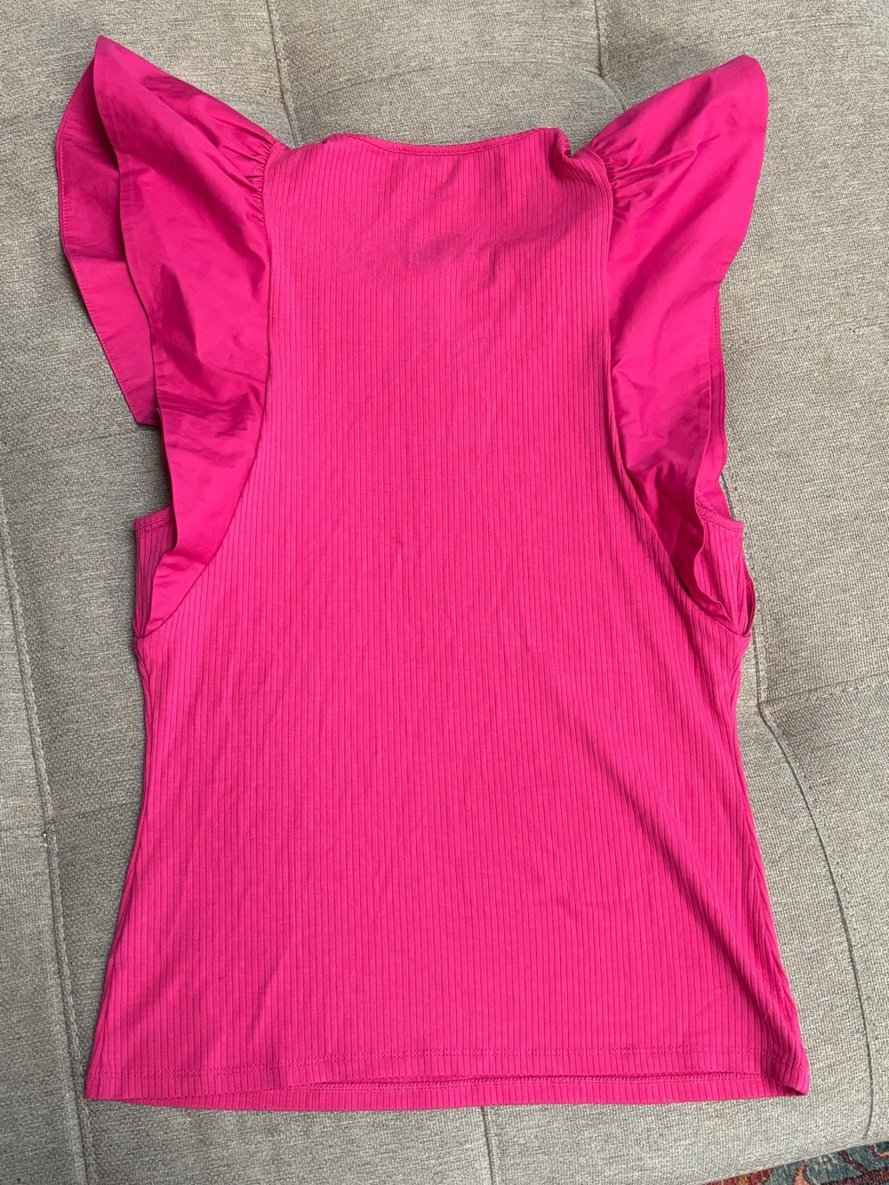 Sunday in Brooklyn- Ruffle Sleeve Tank Top - Hot Pink Sz. Medium